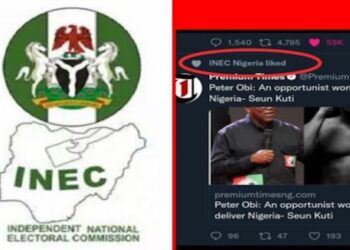 INEC’s official Twitter account liked a post Criticizing Peter Obi